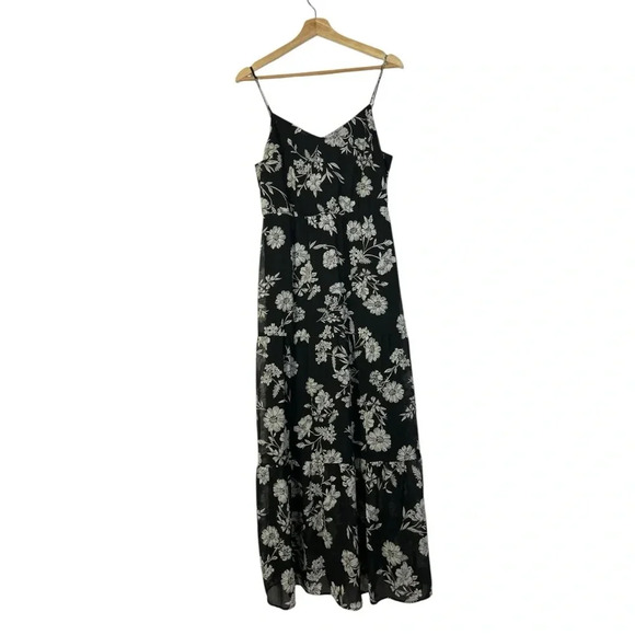 J. Crew Black & White Daisy Floral Tiered Maxi Dress 8 - Picture 4 of 8